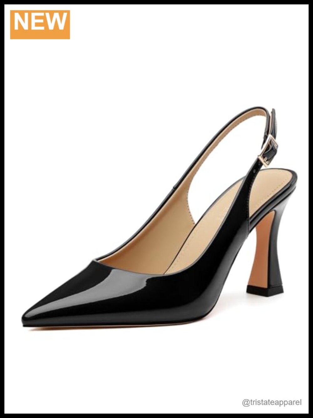 Pointed Toe Slingback Stiletto High Heels Patent Leather Pumps